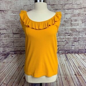 J. Crew Yellow Ruffled Sleeveless Tank Top